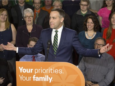 NDP leader Cam Broten during a news conference at TCU Place, March 17, 2016.