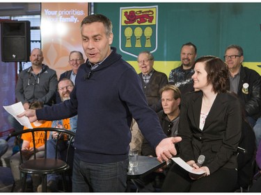 NDP leader Cam Broten hosts a town-hall style event at Federation Des Francophones Saskatoon, March 31, 2016.