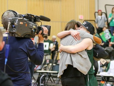 The University of Saskatchewan Huskies captured their first-ever Canadian Interuniversity Sport women's basketball championship title and Bronze Baby trophy Sunday with a 85-71 victory over the Ryerson Rams at Fredericton, N.B. Photo James West Photography for CIS