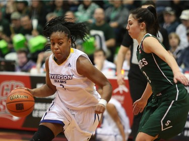 The University of Saskatchewan Huskies captured their first-ever Canadian Interuniversity Sport women's basketball championship title and Bronze Baby trophy Sunday with a 85-71 victory over the Ryerson Rams at Fredericton, N.B. Photo James West Photography for CIS