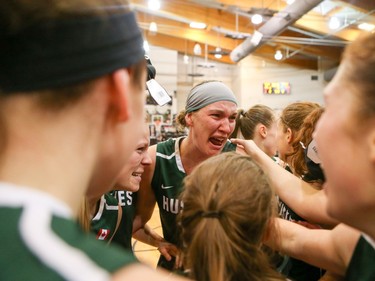 The University of Saskatchewan Huskies captured their first-ever Canadian Interuniversity Sport women's basketball championship title and Bronze Baby trophy Sunday with a 85-71 victory over the Ryerson Rams at Fredericton, N.B. Photo James West Photography for CIS