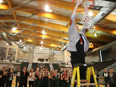 The University of Saskatchewan Huskies captured their first-ever Canadian Interuniversity Sport women's basketball championship title and Bronze Baby trophy Sunday with a 85-71 victory over the Ryerson Rams at Fredericton, N.B. Photo James West Photography for CIS