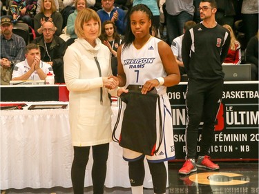 The University of Saskatchewan Huskies captured their first-ever Canadian Interuniversity Sport women's basketball championship title and Bronze Baby trophy Sunday with a 85-71 victory over the Ryerson Rams at Fredericton, N.B. Photo James West Photography for CIS