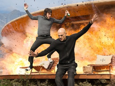Sacha Baron Cohen (L) and Mark Strong star in Columbia Pictures' "The Brothers Grimsby."