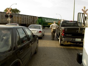 Traffic backed up during the evening rush hour at Idylwyld Drive between 23rd Street and 24th Street. on Sept. 4, 2007.