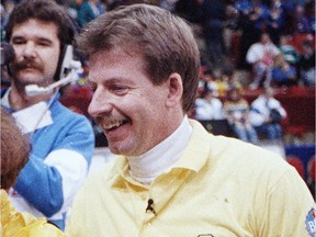 Manitoba skip Vic Peters, right, shares a happy moment with his wife Deb after winning the Brier in Regina on Sunday, March 15, 1992. Peters, who won the 1992 Brier for Manitoba, has died following a five-year battle with cancer. He was 60.