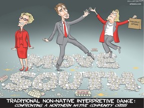 Editorial Cartoon by Graeme MacKay, The Hamilton Spectator – Wednesday April 13, 2016  Attawapiskat emergency debate to be held by MPs this evening  The House of Commons will hold an emergency debate this evening over "the gravity" of the many suicide attempts on the northern Ontario First Nation reserve of Attawapiskat.  Members of Parliament will address the crisis during the debate scheduled to begin at approximately 6:40 p.m. ET and expected to last until midnight.  The request for an emergency debate comes as Attawapiskat Chief Bruce Shisheesh fears more young people will try to harm themselves while the community tries to grapple with the crisis after declaring a state of emergency Saturday, following reports of 11 suicide attempts in one day. There are also reports of over 100 suicide attempts and at least one death since September.  On Monday, provincial and federal government officials sent a medical emergency assistance team and five additional mental health workers to the First Nation community of less than 2,000. Three mental health workers were already in the community, a spokesperson for Health Canada told CBC News on Tuesday.  The emergency debate was approved by House Speaker Geoff Regan Tuesday morning on a request from NDP MP Charlie Angus, whose riding includes Attawapiskat.  "The crisis in Attawapiskat has gathered world attention and people are looking to this Parliament to explain the lack of hope, that's not just in Attawapiskat but in so many indigenous communities. And they're looking to us, in this new Parliament, to offer change," Angus said in the House of Commons on Tuesday morning.  Angus said the emergency debate would allow MPs to address "the lack of mental health services, police services, community supports" facing so many First Nations communities across the country.  "In closing," Angus said, "the prime minister called the situation in Attawapiskat 'heartbreaking' but it is up to us as parliamentarians to turn this into a moment of hope-making."  "That's why I'm asking my colleagues to work with me tonight, to work together, to discuss this issue tonight and start to lay a path forward to give the hope to the children of our northern and all other indigenous communities," Angus said Tuesday morning.  Regan acknowledged "the gravity of this situation" before granting Angus's request.  Other Ontario First Nations communities declared public health emergencies earlier this year.  At least four aboriginal leaders have been scheduled to appear before the Commons indigenous affairs committee on Thursday to discuss the health crises facing their communities. (Source: CBC News) http://www.cbc.ca/news/politics/attawapiskat-suicide-crisis-emergency-debate-1.3531829  Canada, Ontario, native, first nations, indigenous, Justin Trudeau, Kathleen Wynne, affairs, poverty, James Bay, isolation, unemployment, Attawapiskat