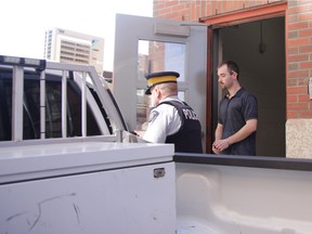 Jesse Taylor exits a Moose Jaw courtroom on, April 12, 2016. He was sentenced to four years in prison for impaired driving that resulted in an accident that killed three of his friends in September 2013.