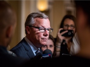 Premier Brad Wall speaks to reporters following his meeting with Prime Minister Justin Trudeau on Wednesday.