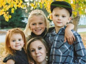 Latasha Gosling pictured with her children (l-r) Janayah, 4, Jenika, 8, Landen, 7.