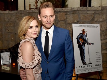 Actors Maddie Hasson and Tom Hiddleston pose at the after party for the premiere of Sony Pictures Classic's "I Saw The Light" at Sadie's Kitchen on March 22, 2016 in Los Angeles, California.