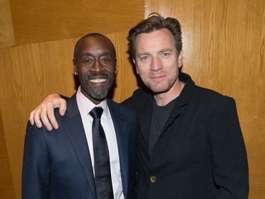 Actors Don Cheadle and Ewan McGregor attend the premiere of Sony Pictures Classics' "Miles Ahead" at Writers Guild Theatre on March 29, 2016 in Beverly Hills, California.