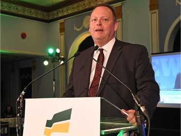Saskatchewan Party candidate for Regina Northeast, Kevin Doherty speaks about the election results at the Hotel Saskatchewan in Regina on April 4, 2016.