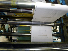 The printing press at the Regina Leader-Post in Regina.