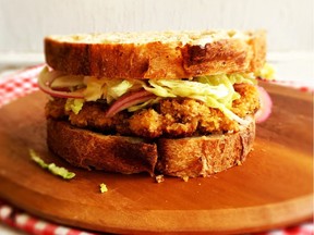 Crispy Chicken Sandwiches With Coleslaw.