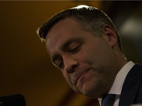 NDP Leader Cam Broten speaks to supporters at the Saskatchewan NDP election headquarters in Saskatoon on April 4, 2016