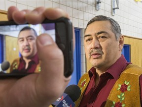 Community leaders from across northern Saskatchewan, like chairperson Victor Fern of Fond du Lac, recently partnered with Cameco and AREVA Resources Canada Inc., to establish the Six Rivers Fund, which has been more than two years in the making. The announcement was made in Buffalo Narrows Sask. on April 11, 2016 and the fund will provide money for community projects for northerners for decades to come. (Gord Waldner/Saskatoon StarPhoenix)