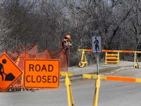 Saskatchewan Crescent is closed between 16th Street and 17th Street while contractors try to find a solution to the unstable riverbank below. The City of Saskatoon awarded a contract to find a solution to the problem so the Meewasin Trail can be reopened.