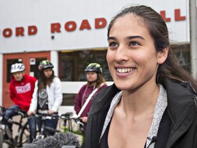 Caitlyn Kirkpatrick, a Grade 12 Bedford Road student, helped put bicycles into the hands of seven of her deserving classmates.