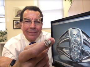 Saskatoon goldsmith Ken Paulson created this elegant ring with Canadian diamonds and now he and the ring are nominated for a Canadian award,  April 25, 2016.