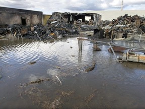 A tour of the fire ravaged Shercom Industries for the incredible fire Monday night, April 6, 2016 (GORD WALDNER/Saskatoon StarPhoenix)