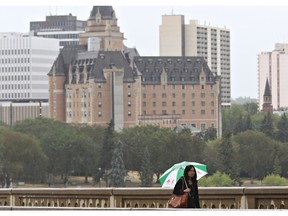 Rain falls in Saskatoon.