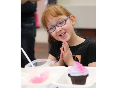 Six-year-old Callie Wilcox has fun at the Make a Wish event at Royal University Hospital in Saskatoon, April 27, 2016.