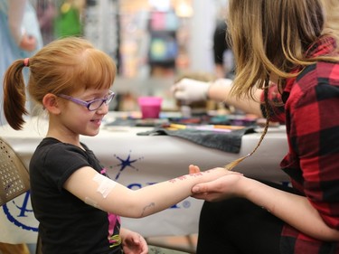 Six-year-old Callie Wilcox has fun at the Make a Wish event at Royal University Hospital in Saskatoon, April 27, 2016.