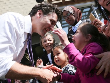 Prime Minister Justin Trudeau visits the YWCA Trade Journey Program at Saskatchewan Polytechnic in Saskatoon, April 27, 2016.