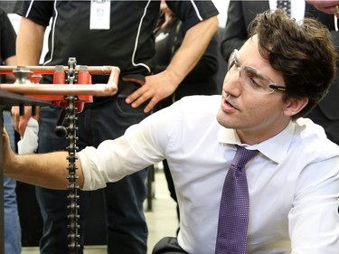 Prime Minister Justin Trudeau visits the YWCA Trade Journey Program at Saskatchewan Polytechnic in Saskatoon, April 27, 2016.