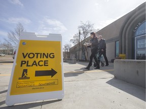 Slow turnout at the CNIB polling station on McKercher Drive through lunchtime, Monday, April 04, 2016. (GREG PENDER/STAR PHOENIX)