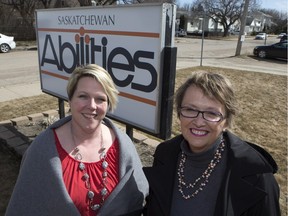Janine Baumann, left, and Kim Kennett of the Saskatchewan Abilities Council are organizing a pilot project to get people with disabilities working in the agriculture sector.
