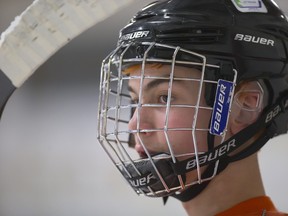 Eli Lieffers of the Saskatoon Contacts at practice, Tuesday, April 12, 2016 at Rod Hamm Memorial Arena. The Contacts will play in the Telus Cup in New Brunswick. (GREG PENDER/STAR PHOENIX)