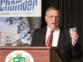 SASKATOON,SK-- April 19/2016  0420 news mayor address --- Mayor Don Atchison gives his state of the city address to Saskatoon business leaders at a luncheon at TCU PLace,  Tuesday, April 19, 2016. (GREG PENDER/STAR PHOENIX)