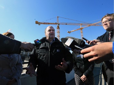 Craig Ayers, Saskatoon health Region's project director for the Children's Hospital of Saskatchewan, speaks about the project during a media tour, April 21, 2016. After seven months of construction, the project is over 10 per cent complete, say officials.