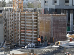 Construction crews have started building the main floor of the Children's Hospital of Saskatchewan and concrete was being pumped into the site on April 21, 2016. After seven months of construction, the project is over 10 per cent complete say officials.