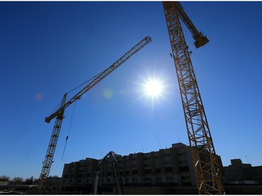 Construction crews have started building the main floor of the Children's Hospital of Saskatchewan and concrete was being pumped into the site during a media tour, April 21, 2016. After seven months of construction, the project is over 10 per cent complete, say officials.