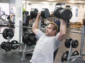 SASKATOON,SK--JULY 20/2015-Kyle Eide works out at the Shaw Centre, Monday, July 20, 2015.  For story on user rates.(Greg Pender/The StarPhoenix)