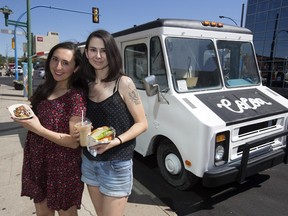 Marissa Venne, left, and sister Erin Sader, owners of the Cocoa Food food truck and members of the Saskatoon Food Truck Association, have asked city council to revamp its food truck rules.