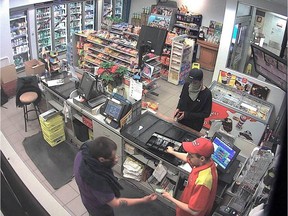 Surveillance photo of a gas station robbery at the corner of Broadway Avenue and 8th Street East on April 12, 2016. The Saskatoon Police Service has logged a 27.1 per cent increase when it comes to armed robberies when comparing year-to-date statistics to August of 2016 and August of 2017 and at least one business manager says the crimes can have a long-term effect on an employee.