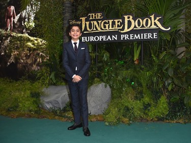 Neel Sethi attends the European premiere of "The Jungle Book" at BFI IMAX on April 13, 2016 in London, England.