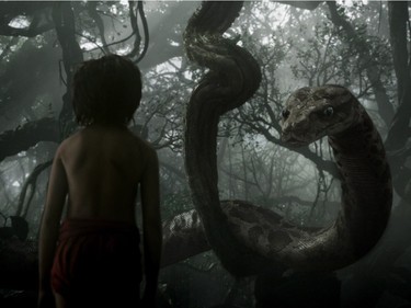 Mowgli and Kaa in "The Jungle Book."