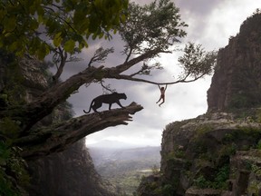 Bagheera and Mowgli in "The Jungle Book."