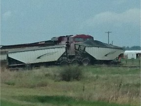 Twitter user Greg Jeworski shared this photo on June 4, 2014, after a train hit a semi near Foam Lake. The driver of the semi, Joseph Hartl, was found guilty under the Traffic Safety Act of driving without due care and attention.