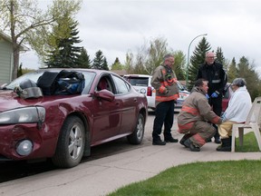 An elderly woman driving a maroon Pontiac Grand Prix struck a series of vehicles in a multiple vehicle crash on Forrester Avenue Thursday afternoon.