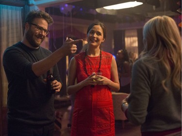 L-R: Seth Rogen, Rose Byrne and Chloë Grace Moritz star in "Neighbors 2: Sorority Rising."