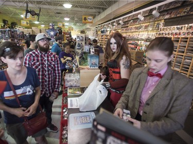 Free comic book day brought crowds to local comic stores in Saskatoon on Saturday, May 7, 2016.