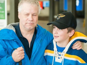 Gerry and Wyatt Nelson return from a trip to St. Louis where they took in a Blues game. Gerry is blind, but enjoys the game because his son Wyatt calls a play-by-play for him. 18 May 2016.