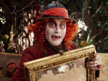 In this image released by Disney, Johnny Depp portrays the Hatter in a scene from "Alice Through The Looking Glass." (Disney via AP) ORG XMIT: NYET123