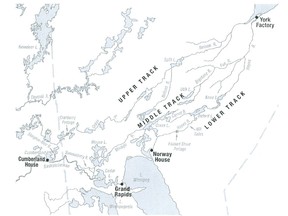 Major canoe routes between York Factory and central Saskatchewan. (Image courtesy Articulate Eye Design)